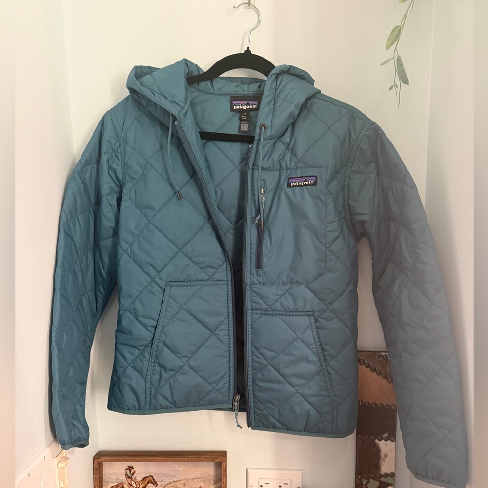 Patagonia Teal Quilted Hooded Jacket